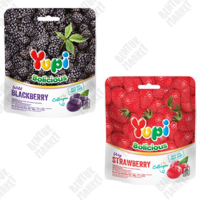 

YUPI Bolicious Strawberry 40gr / YUPI Bolicious BlackBerry 40gr / Yupi / Permen Jelly / Permen Gummy