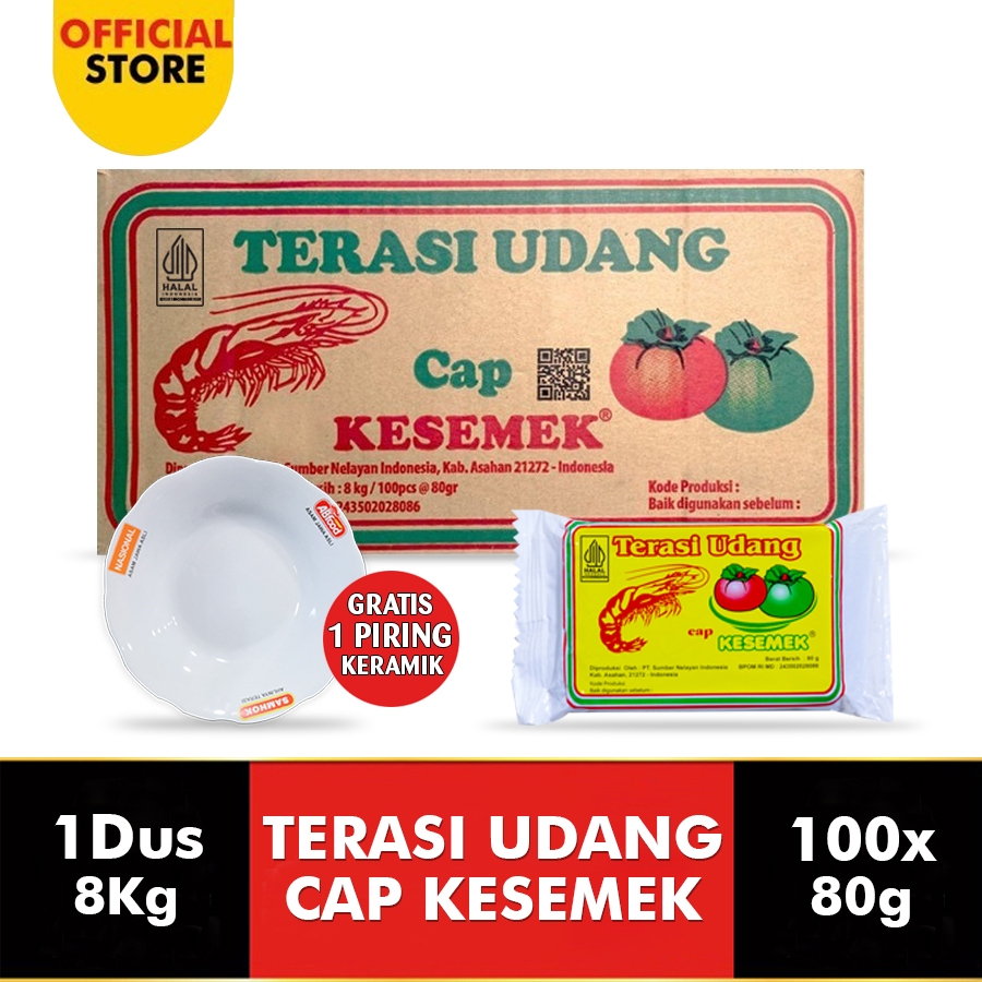 

TERASI UDANG CAP KESEMEK 80 Gr (1 DUS) FREE 1 PIRING KERAMIK