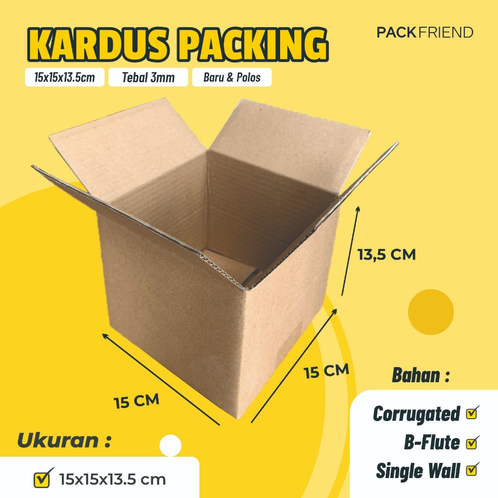 

Kardus Packing/ Box Packing uk 15x15x13.5 cm/ B-Flute/ Corrugated Box/ Packaging