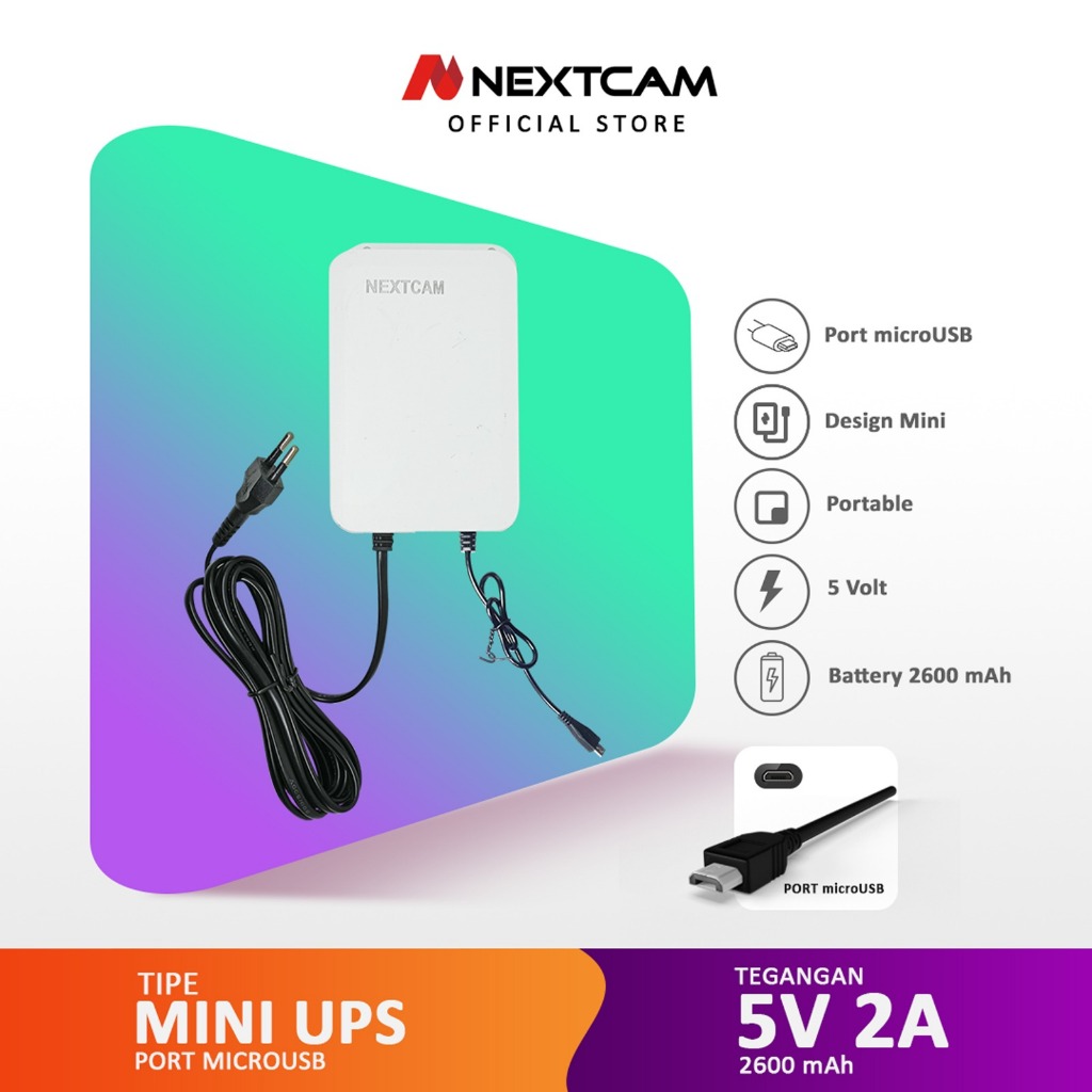 Nextcam Smart Portable Mini UPS 5V2A Adaptor UPS 5Volt CCTV Micro USB