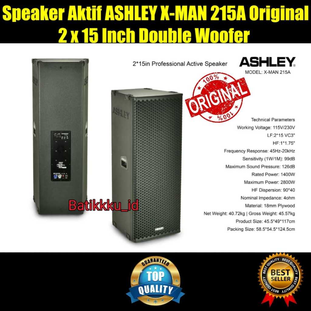 Speaker Aktif ASHLEY XMAN 215A XMAN215A XMAN 215 A Original 2 x 15 Inch Double Woofer
