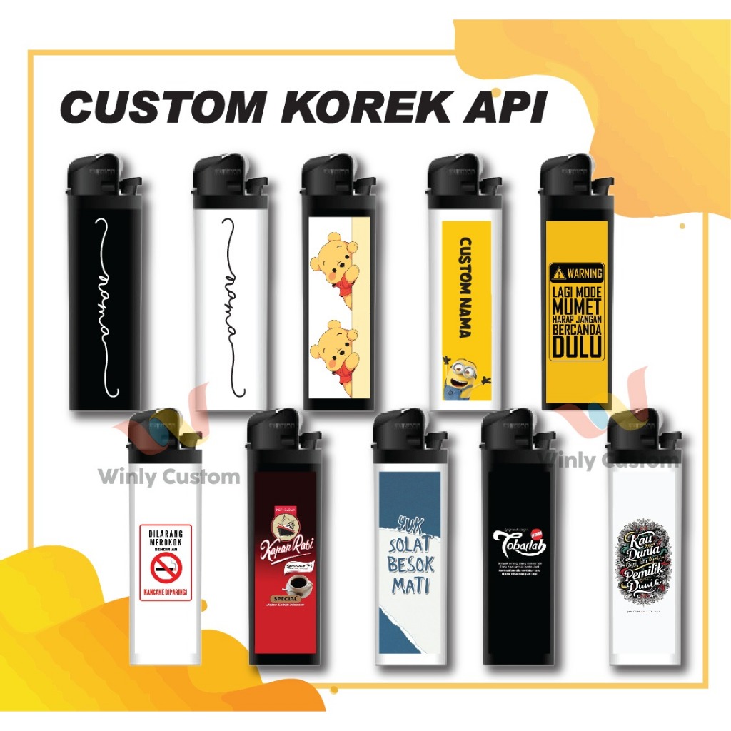 CUSTOM KOREK API MAGNET CRICKET MANCIS LIGHTER SOUVENIR KOREKAPI CUSTOM DESIGN NAMA BEBAS