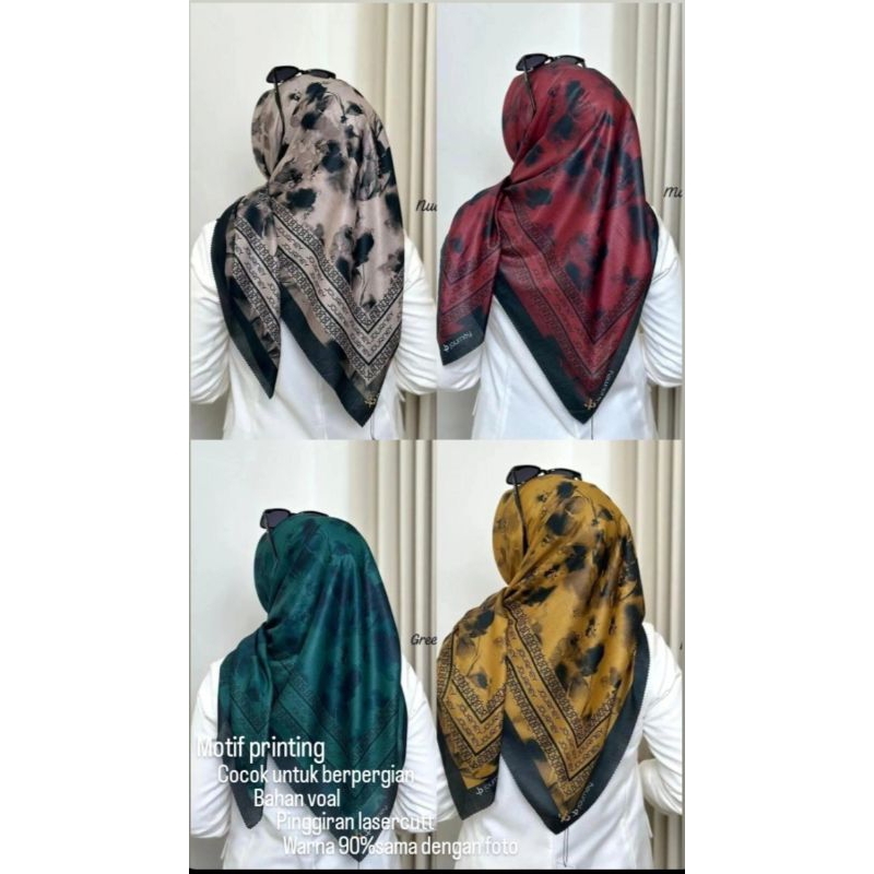 kerudung segi empat voal printing journey kw