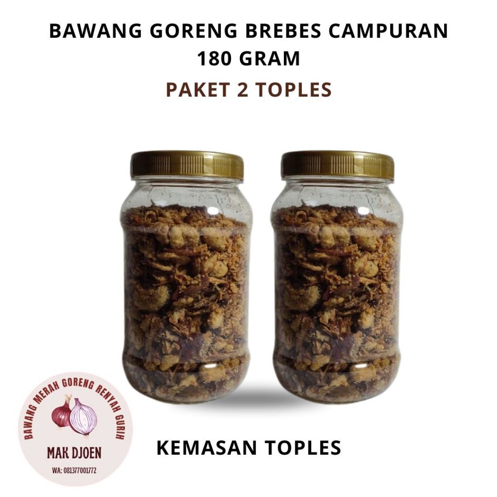 

Bagor Bawang Brebes Asli Campuran ubi 180 gram Paket 2 toples Termurah free packing COD