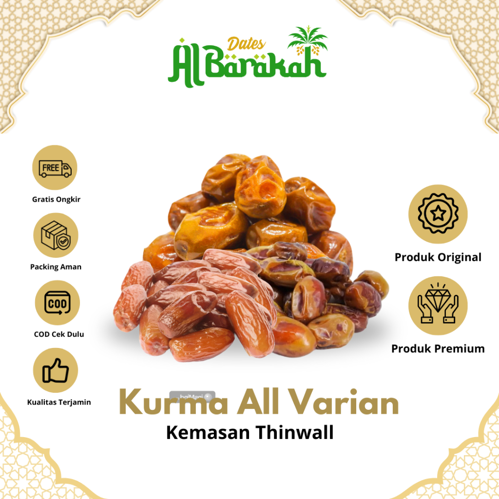 

Kurma All Varian Asli Timur Tengah Kualitas Pilihan Rasa Dijamin Enak Kemasan Thinwall