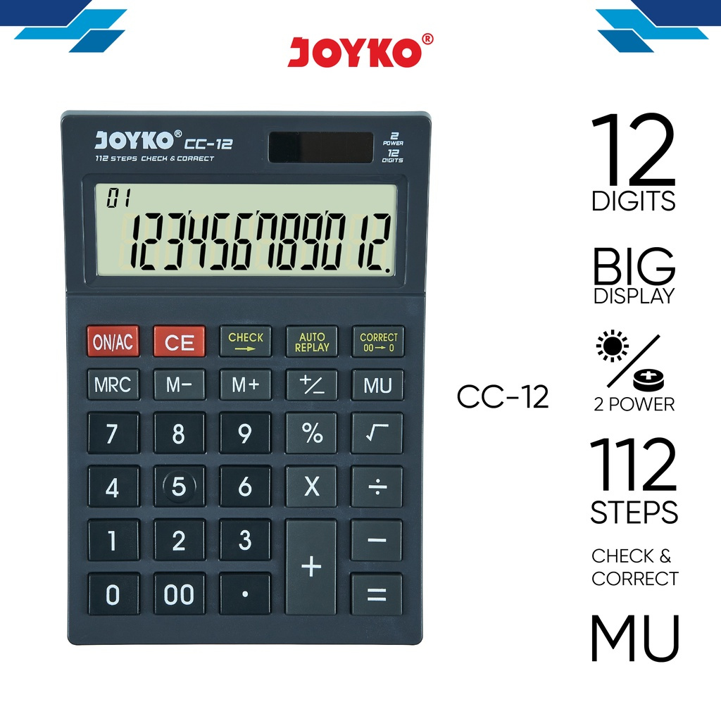 

Calculator Kalkulator Joyko CC-12 12 Digits Check Correct Alat Hitung Stationery