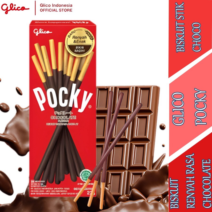 

Biskuit Stik Renyah Rasa Chocolate - Pocky - Biskuit Stik Cokelat - 22gr