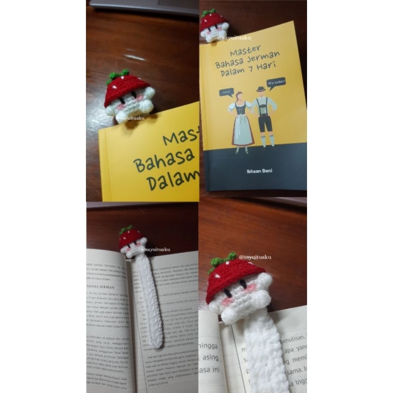 

crochet bookmark jamur strawberry