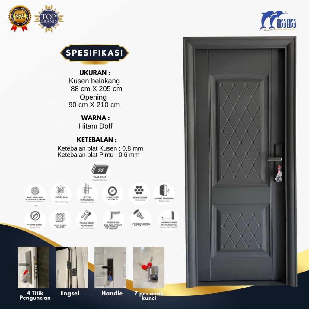 PINTU BAJA SINGLE PANPAN/PINTU UTAMA RUMAH MEWAH/PINTU DEPAN RUMAH/PINTU BAJA BERKUALITAS