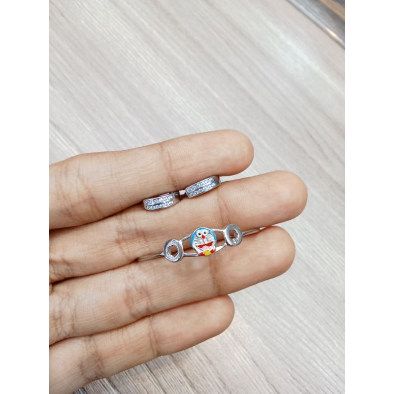 Anting jepit & Gelang Bangle Perak 925 Asli