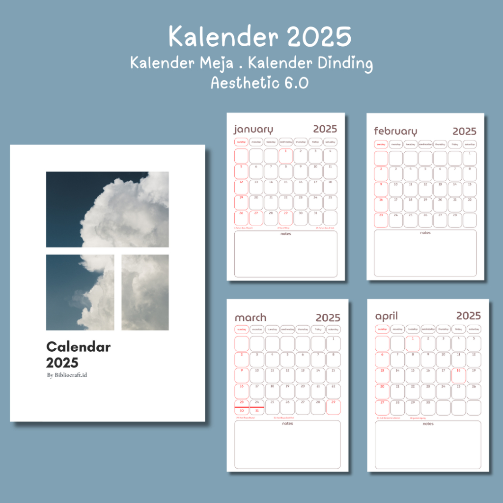 

Aesthetic 6.0 Series | Kalender Meja | Desk Calendar | Kalender Dinding | Ukuran A6 A5 A4