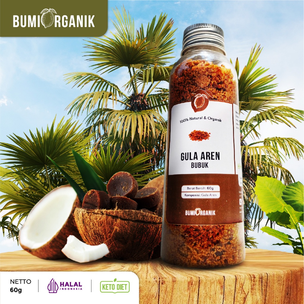 

GULA AREN BUBUK ASLI 100% MURNI TANPA CAMPURAN 60G ORGANIK PALM SUGAR PREMIUM PURE BROWN SUGAR UNTUK KOPI ORGANIC GULA AREN BUBUK KUALITAS PREMIUM ORGANIK PALM SUGAR GULA SEMUT ORGANIK NUTRIFARM / BEORGANIK / DARI BUMI / SAFIYA / GALLEO