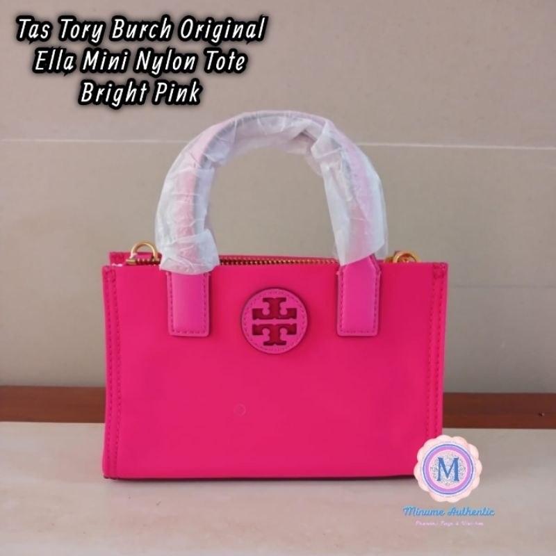Tas Tory Burch Original Ella Mini Nylon Tote Bright Pink