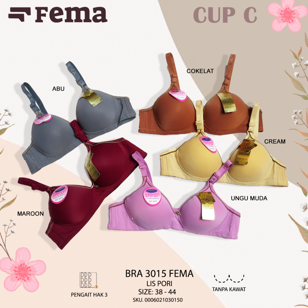 FEMA Official Shop Ecer 1 pcs Bh Bra 3015 Hak 3 Full Pori Jumbo Import