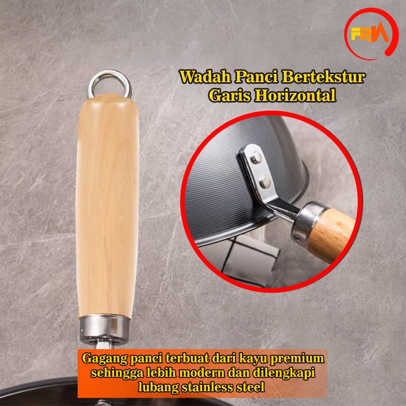 FRN Kitchenware - Panci Susu Tutup Kaca Panci Sop Gagang Kayu 24cm Serbaguna