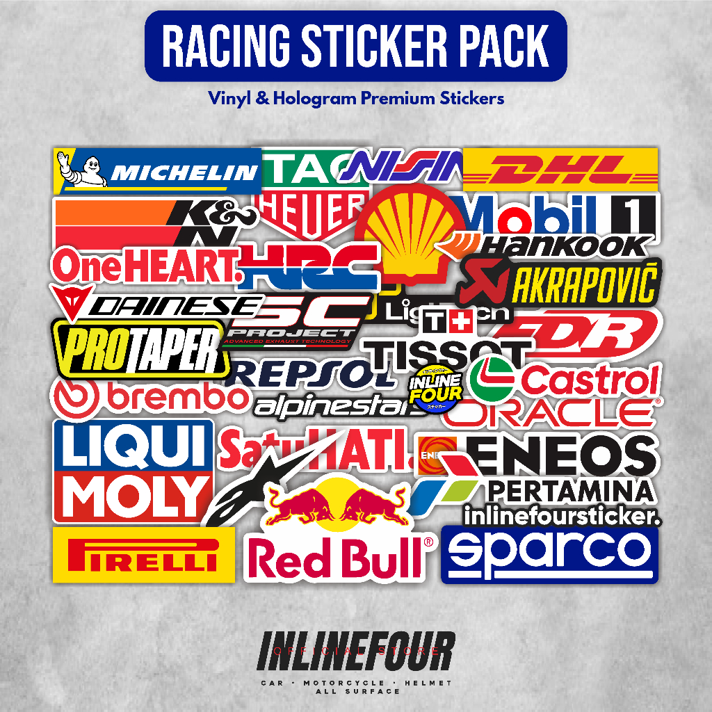 

Sticker Pack Motor Premium Racing Hologram Stiker Vinyl Sponsor Helm Balap Anti Air