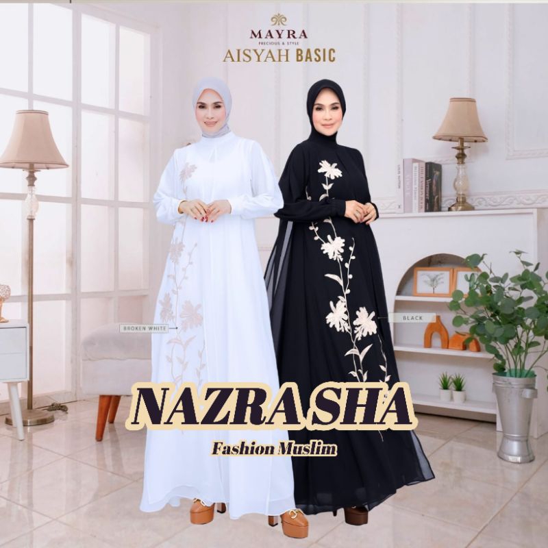 (9) MAYRA AISYAH BASIC  Baju Dress Gamis Hitam Putih Mulimah Aisyah Basic Series By Mayra. Nazra Sha