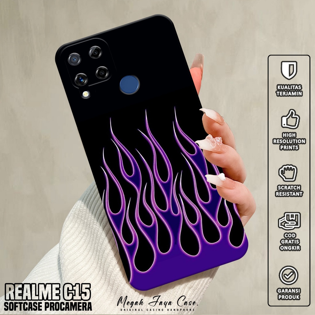 Case REALME C15 - Softcase Hp REALME C15 Motif FIRE - Silikon Hp REALME C15 - Kondom Hp REALME C15 -