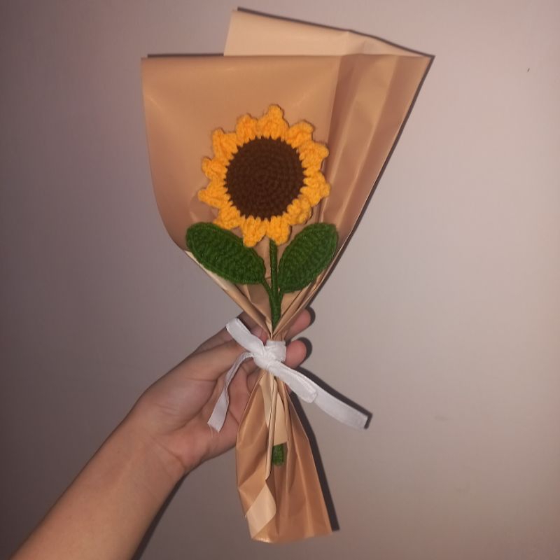 BUKET RAJUT BUNGA MATAHARI KECIL / BUNGA PALSU UNTUK HADIAH