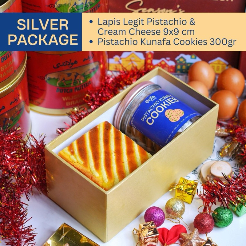 

Pre-Order Silver Package Orilla bakery Kue Lapis Legit Pistachio Cream Cheese dan Pistachio Kunafa Cookies