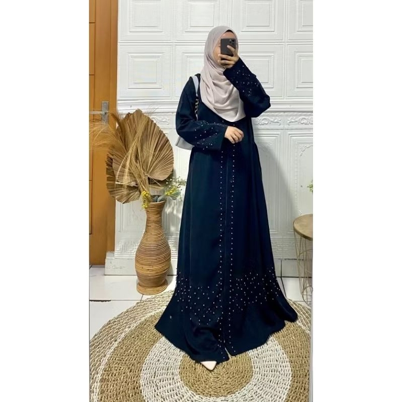 Long dress nayra abaya hitam jetblack premium | Abaya arab | gamis pesta