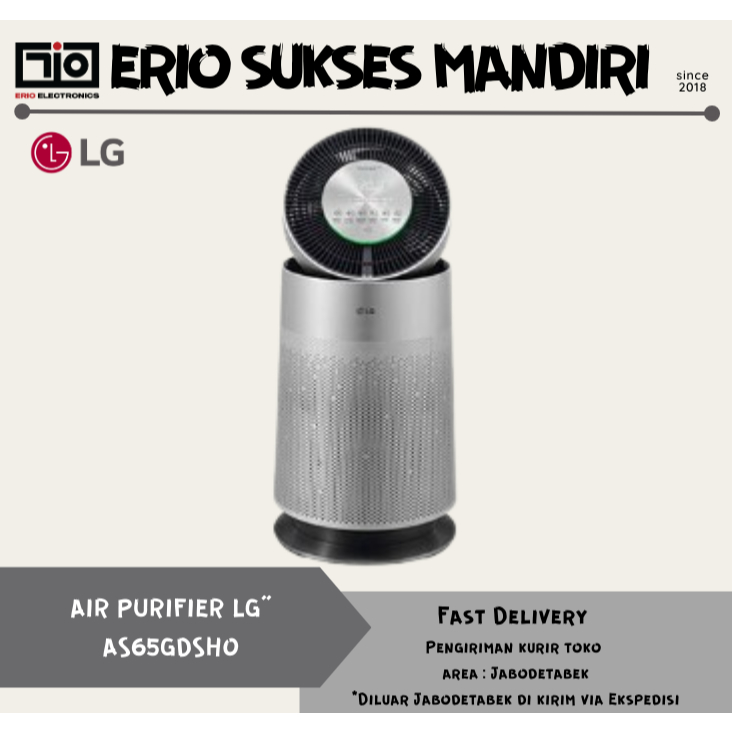 Purifier Udara LG AS65GDSH0 360° - Silver, Kapasitas 61.2 m²
