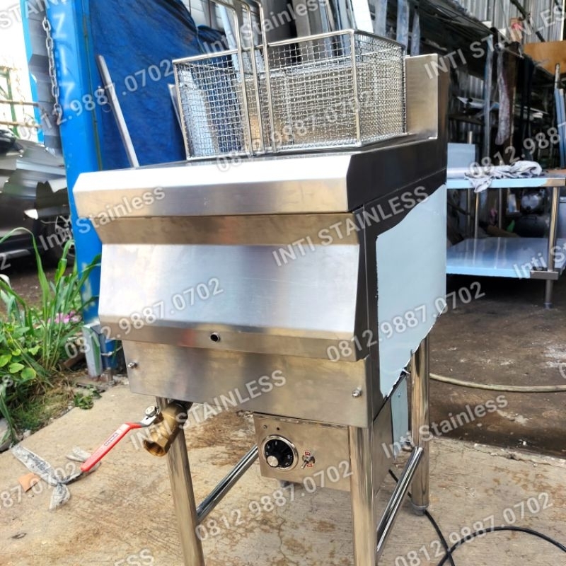 Gas Deep Fryer Thermostat Suhu Otomatis 14 Liter