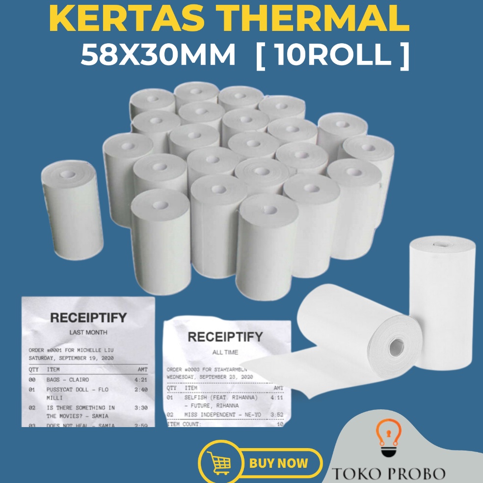 

Lebih Keren TERLARIS Paket Hemat Kertas Thermal 58mm 1Pack isi 1Roll KERTAS STRUK KASIR 99 Super Shopping Day September