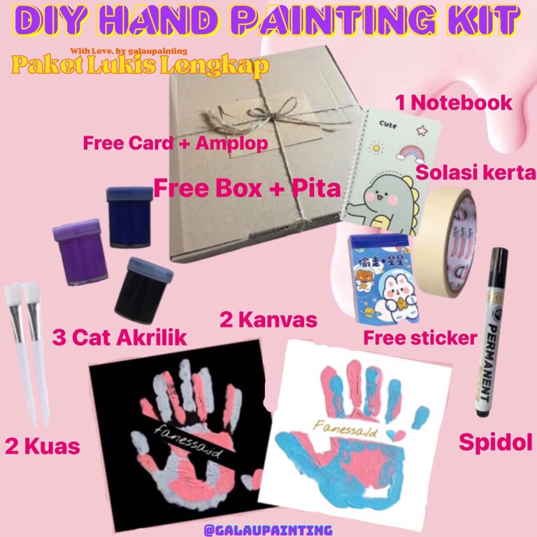 

Kirim Langsung DIY Hand Painting kit Paket Lukis Telapak Tangan Paket Lukis Set by galaupainting