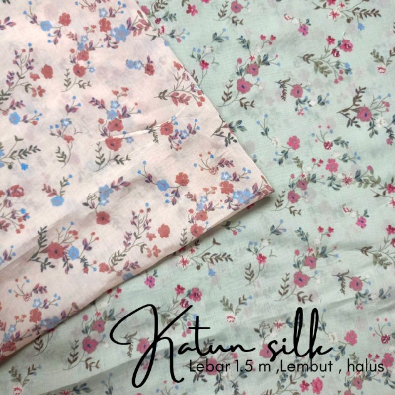 kain katun silky sutra motif bunga / kain katun semi sutra / kain mukena / kain katun motif bunga