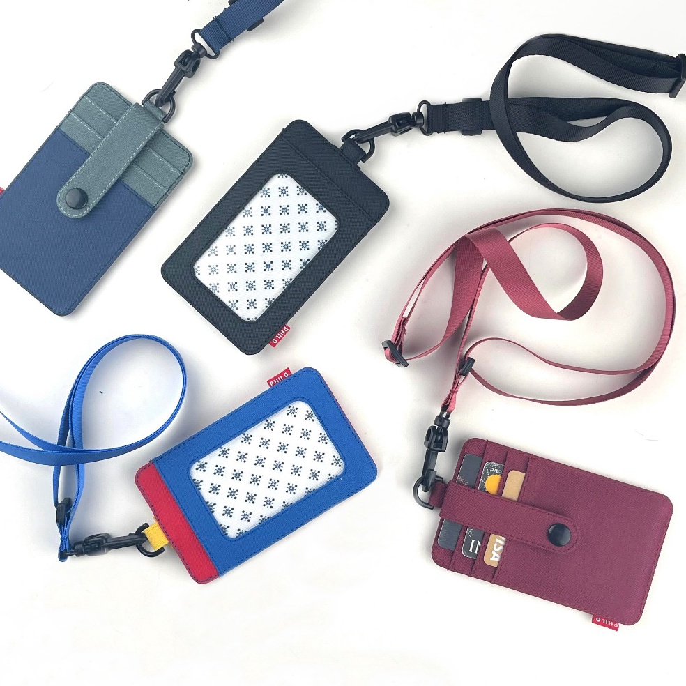 

Grosir Promo ID card holder dompet gantung name tag kartu lanyard kain polos philo