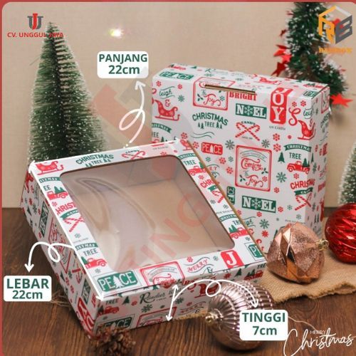 

(10pcs) kardus mika pudding 22x22x7 cm cake box hampers natal dus bolu christmas kotak packanging xmas