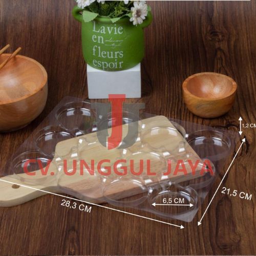 

25 Pcs Mika Tray Donat Sedang Lubang 6 Bening uk 28.3 x 21.5 x 1.2 cm kotak dus unggul box packaging