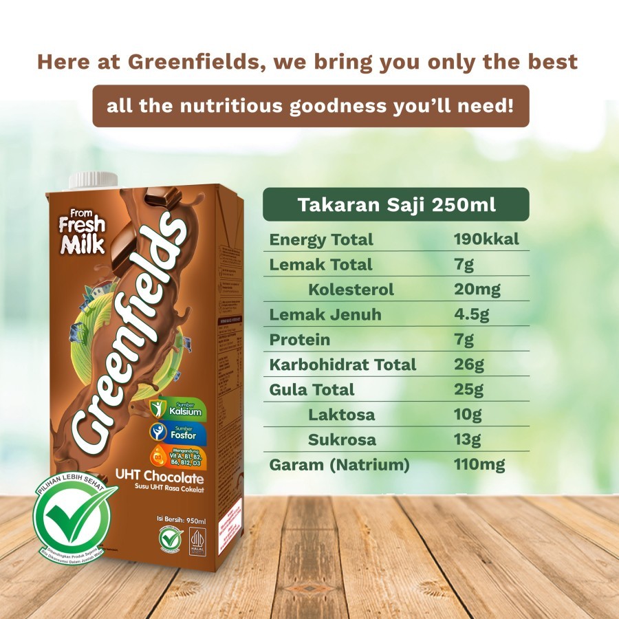 

RB Greenfields Susu UHT Full Cream / Chocolate 950 ml