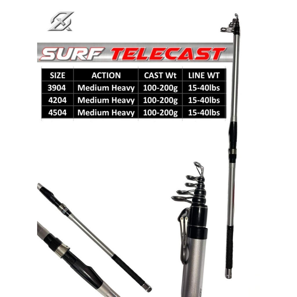 Joran Antena Teleskopik AXZ Surf Telecast - AXZ Surf Thunder Carbon Series SB3 - Big Boss Exori 360 