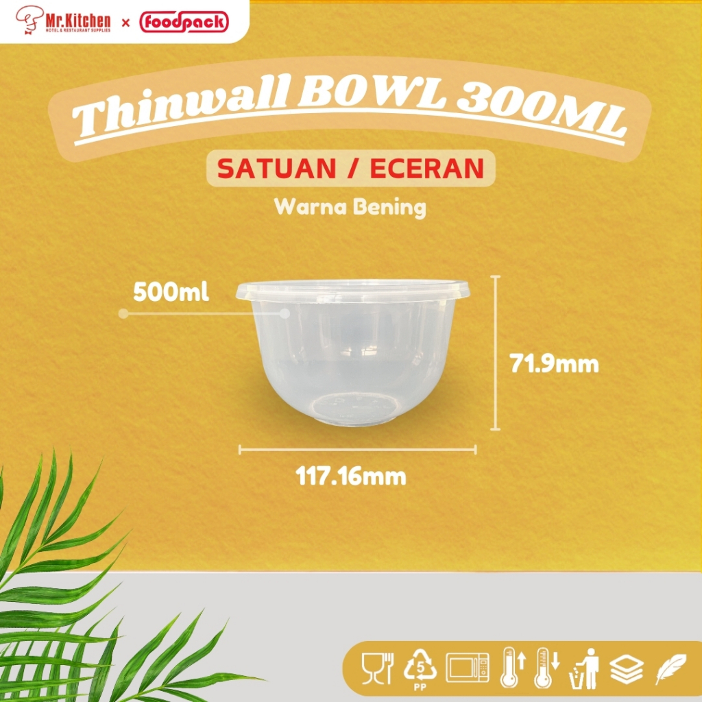 [ECERAN] 500ml Thinwall BOWL / MANGKOK BOWL Plastik + TUTUP CUP