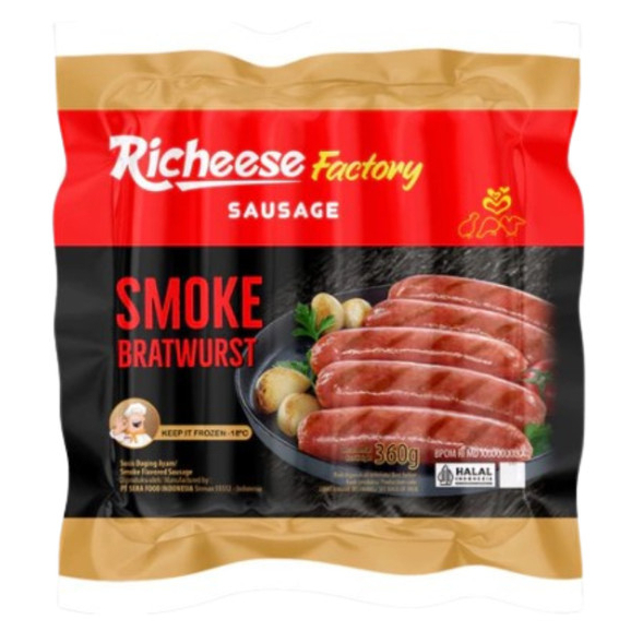 

Richeese Sausage Smoke Bratwurst / Sosis Daging Ayam Premium 360 Gram