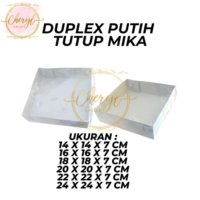 

(10 PCS) DOS / DUS KUE DUPLEX PUTIH TUTUP MIKA TINGGI 7 CM UK 14 CM, 16 CM, 18 CM, 20 CM, 22 CM, 24 CM / Karton Box Kotak Hampers Duplex Putih Tutup Mika
