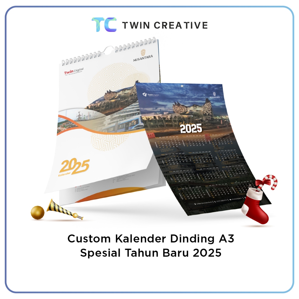 Custom Kalender Dinding A3 Jilid Spiral dan Mata Itik Souvenir Tahun Baru - Custom Calendar Poster H