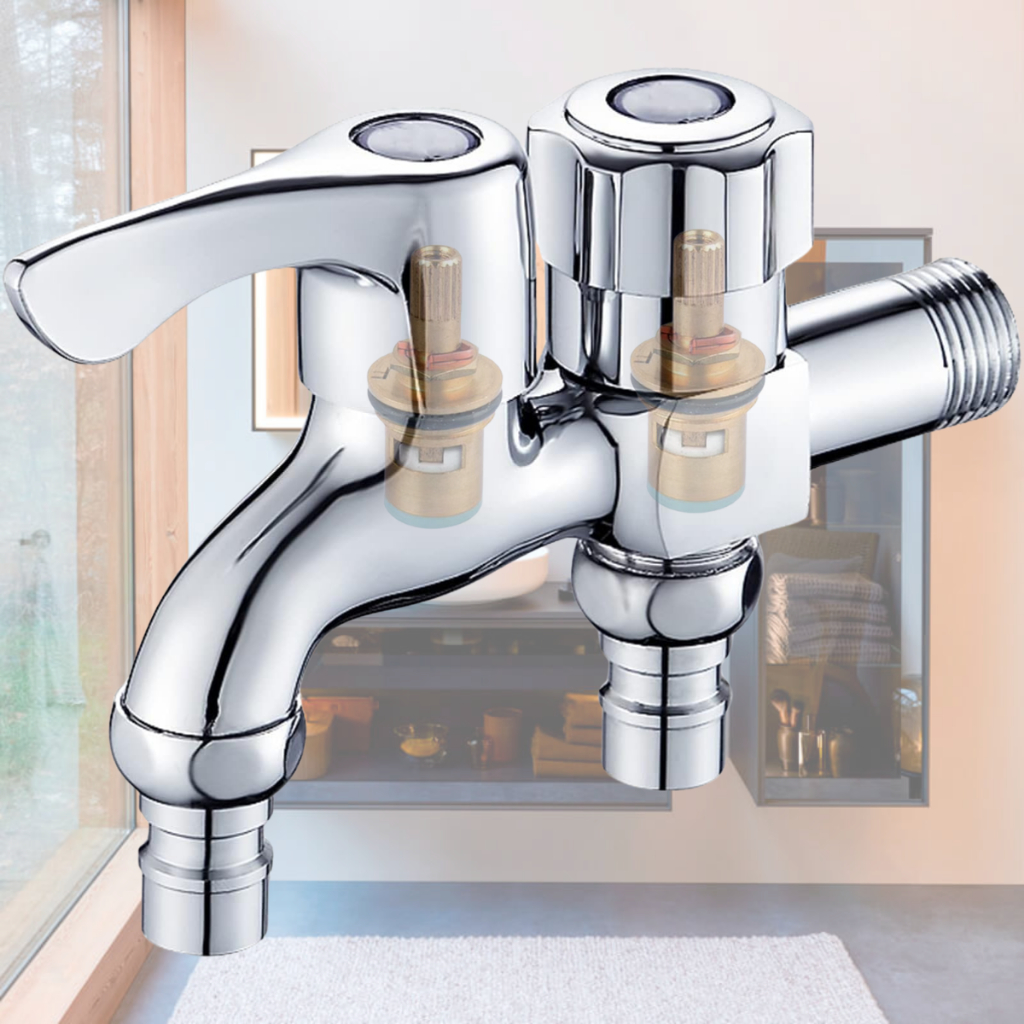 KRAN AIR GANDA TAMAN BAHAN FULL KUNINGAN AWET ANTI KARAT DAN PATAH DOUBLE SHOWER 2 CABANG CUCUT