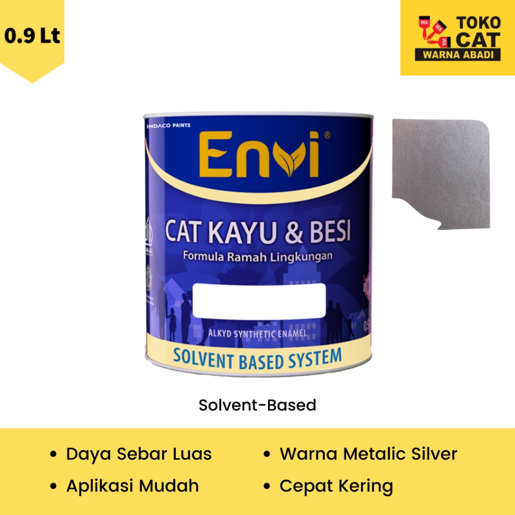 

CAT MINYAK ENVI WARNA SILVER 0.9 LITER ( UNTUK KAYU & BESI )