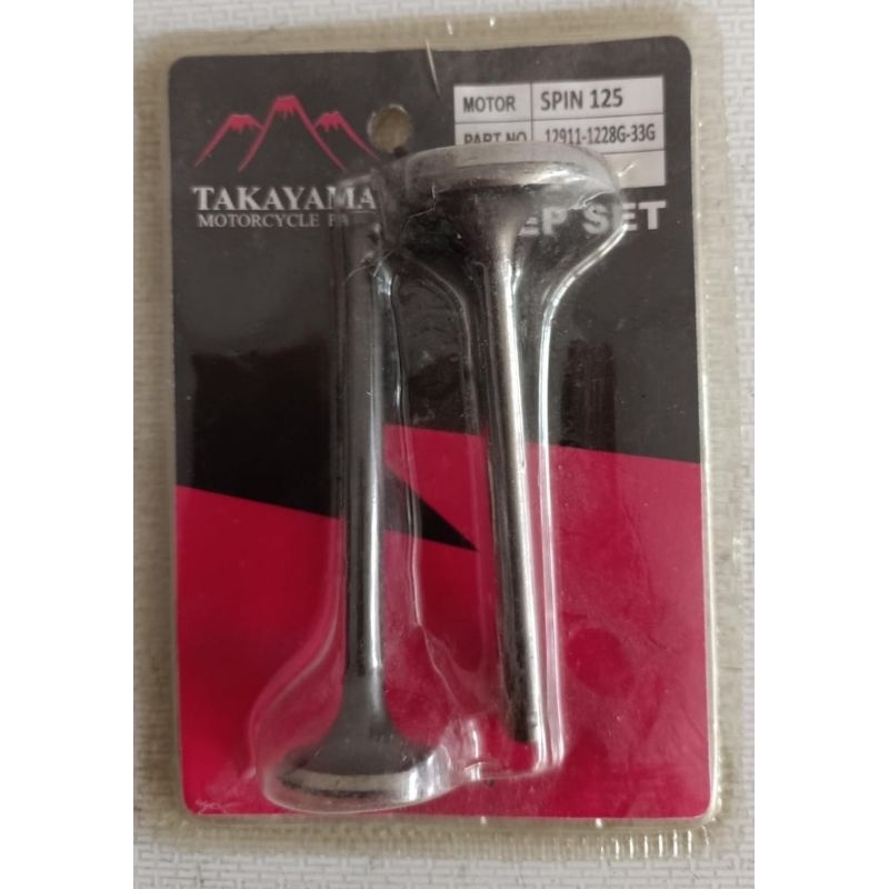 KLEP SET KLEP IN PAYUNG KLEP MOTOR SPIN125 SPIN 125 12911 1228G 33G  TAKAYAMA ASLI SEPASANG
