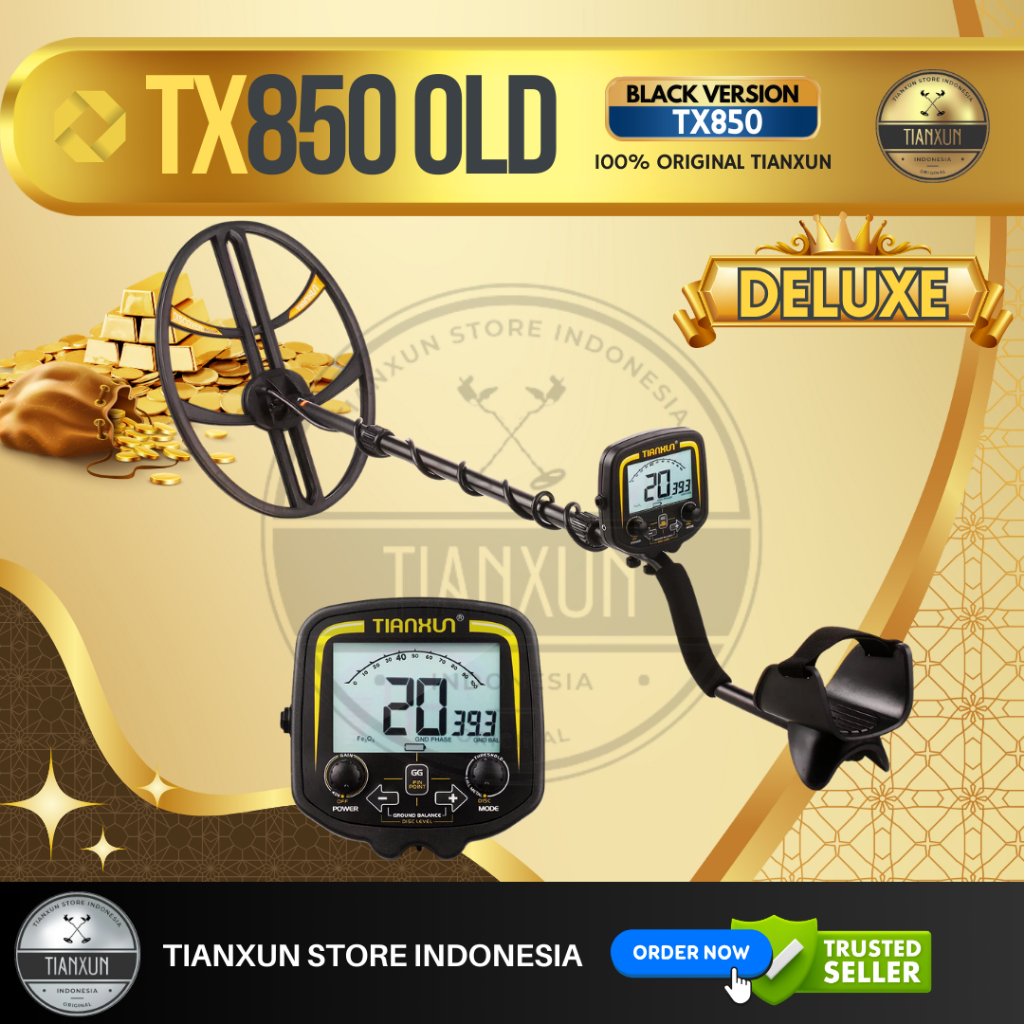 ORIGINAL TIANXUN  TX850 OLD BLACK DELUXE COIL 15" INCH METAL DETECTOR TX850 UNDERGROUND ALAT PENCARI