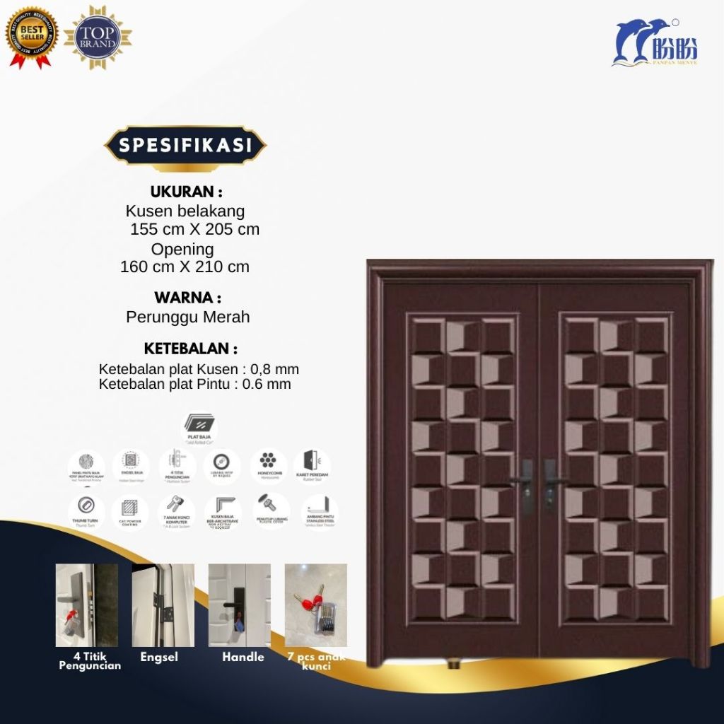 PINTU UTAMA DOUBLE/PINTU BAJA PANPAN/PINTU DEPAN RUMAH MEWAH/PINTU UTAMA PANPAN/PINTU BAJA