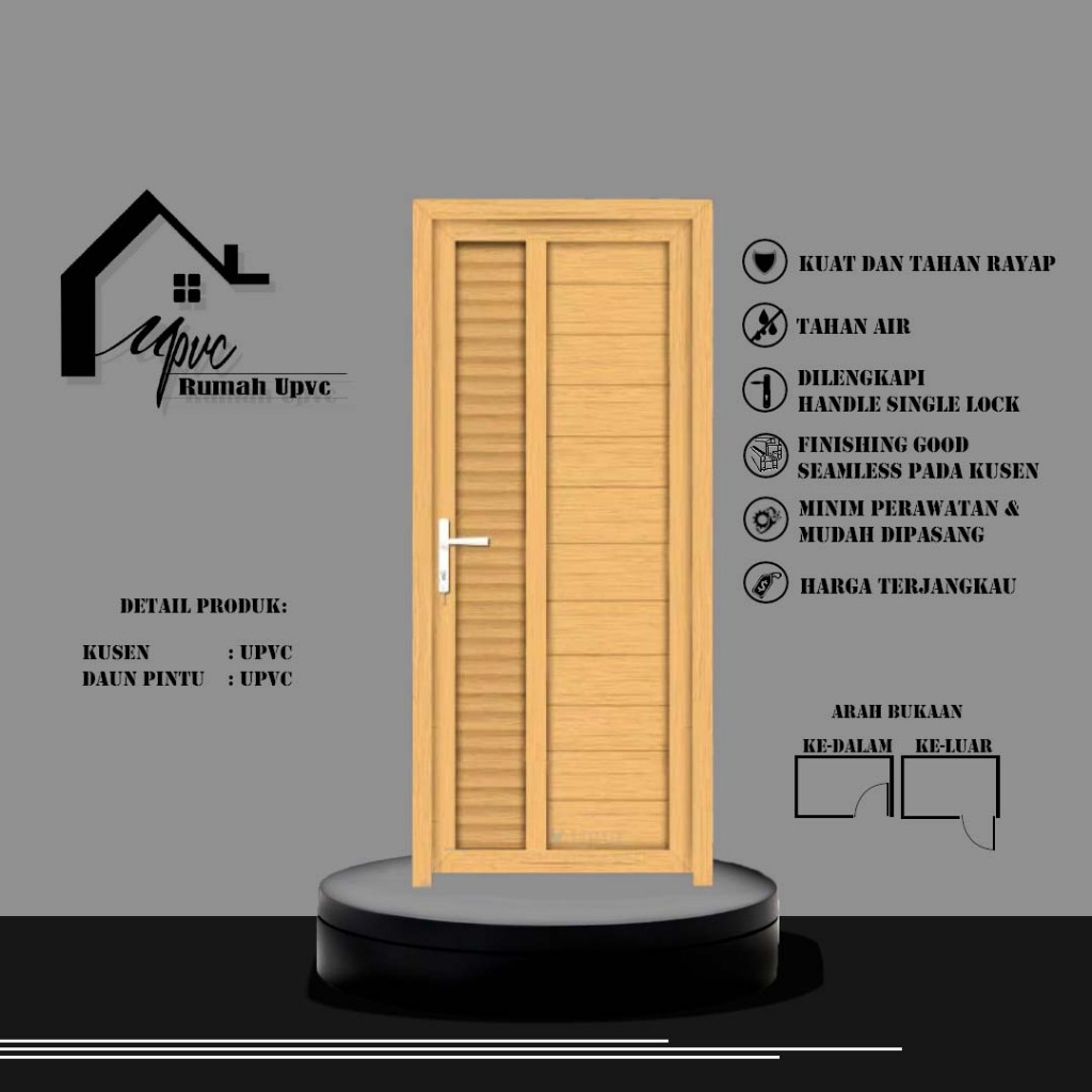 PINTU UPVC.KAMAR TIDUR.PINTU UTAMA.(JAPANESE OAK STANDART)