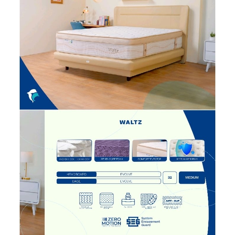 Hanya kasur atau set original Ocean springbed type waltz tebal kasur 32 cm , ukuran 100,120,160, 180