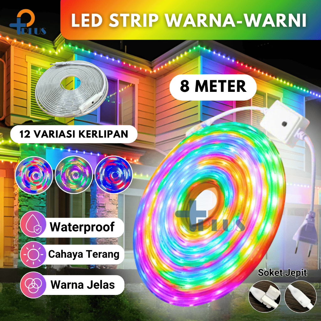 DY [ Pplus ] Lampu Led strip Merah Putih 10m / Lampu Merah putih 17 Agustus / Led strip Merah Putih