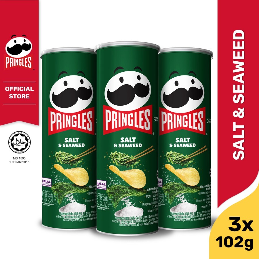 

[BUNDLE 3pcs] Pringles Salt & Seaweed Keripik 102gr