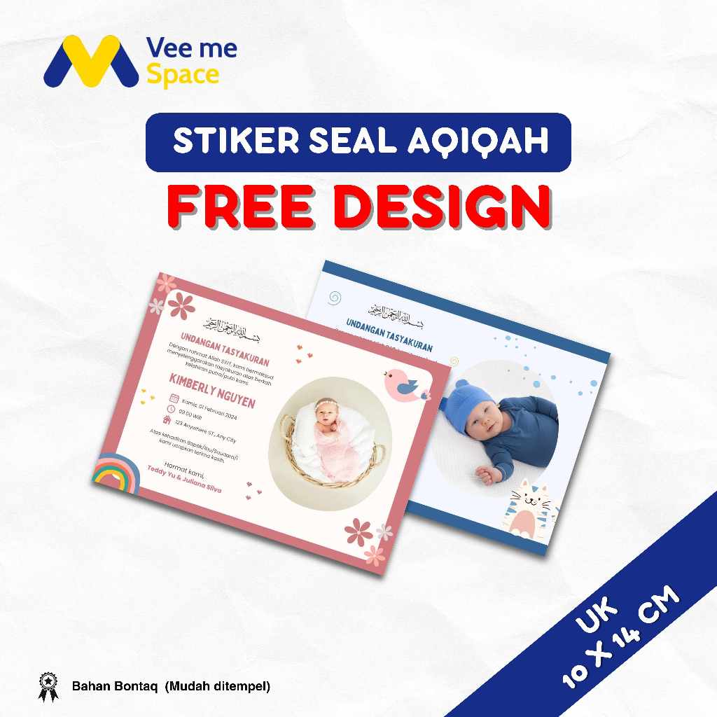 

[MIN ORDER 8 PCS] Stiker Kemasan Aqiqah | Stiker Aqiqah Anak | Stiker Aqiqah Free Design | Stiker Seal Aqiqah Ukuran 14 x 10cm