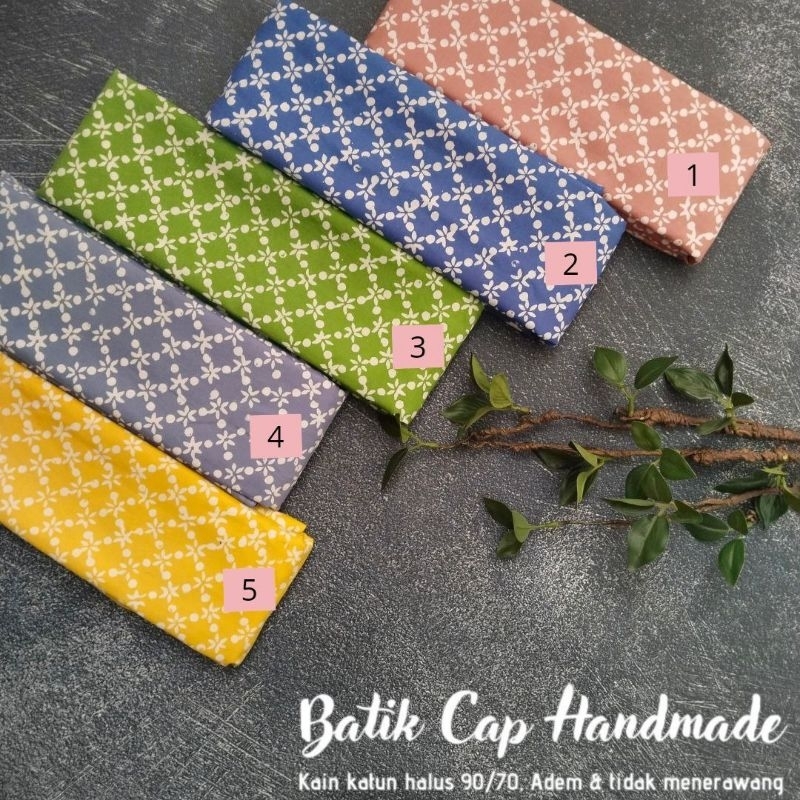 Kain Batik Cap Kain Batik Satu Warna Warna Coksu Biru Hijau Abu Kuning Kain Batik Motif Simple Serag